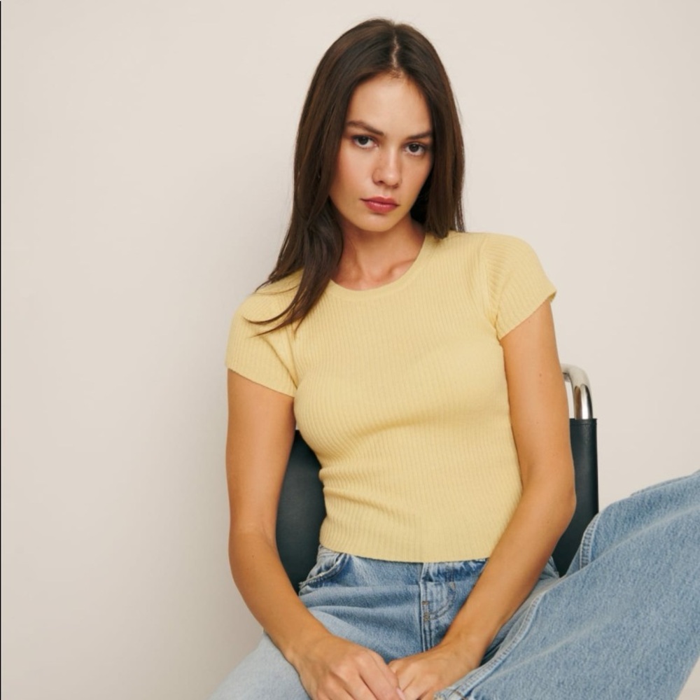 Reformation Teo short sleeve cashmere sweater NWOT
